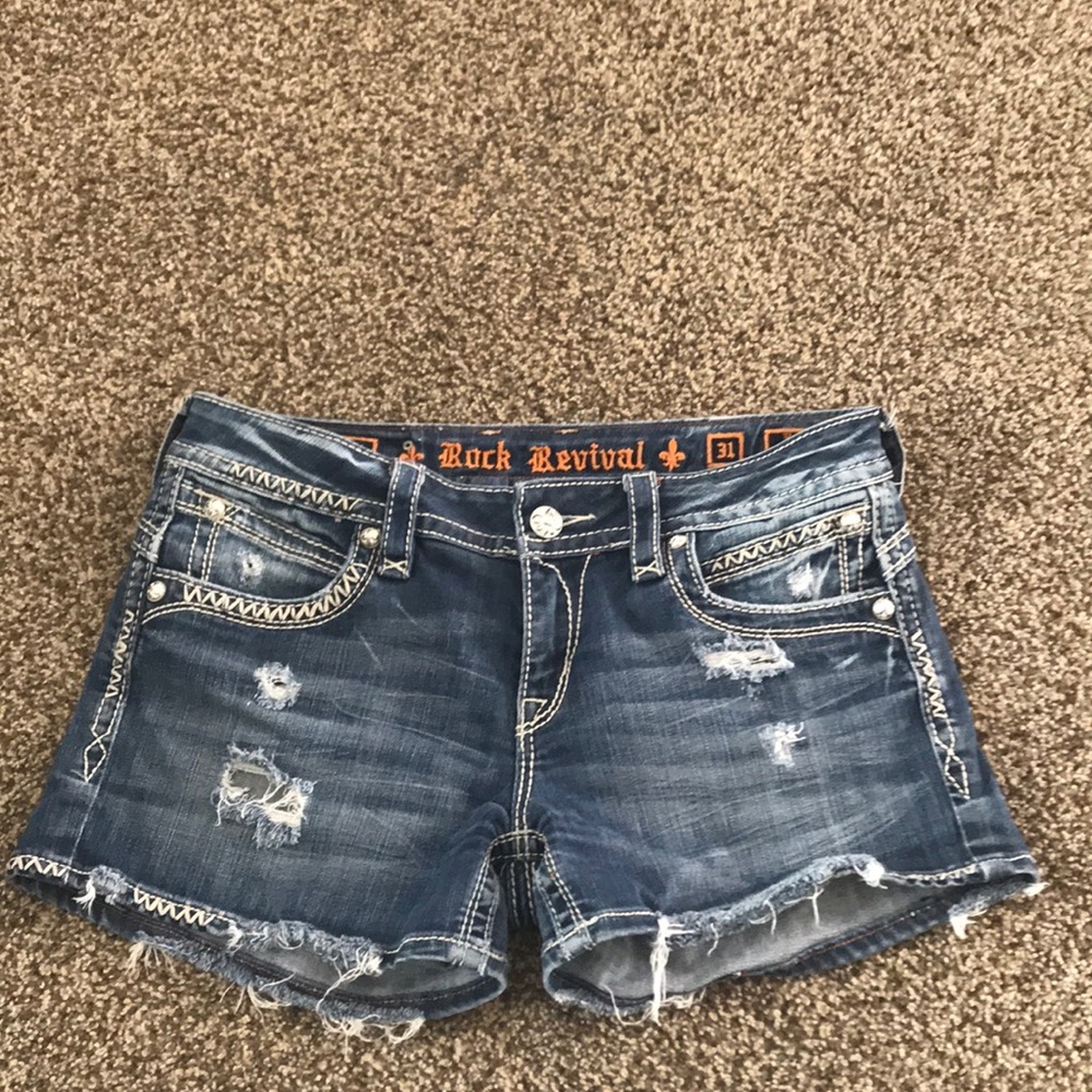 Rock Revival Women's Distressed Denim Shorts - Dark Blue